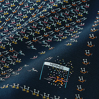 ポケットチーフ 45 cm 《H・アン・ムーブメント》 - ブルー | Hermès